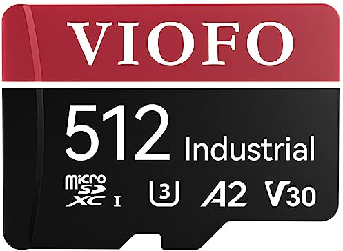 VIOFO Carte microSD de qualité industrielle 512 Go U3 A2 V30 Carte mémoire rapide avec adaptateur Ultra HD 4K pour caméra de distribution, caméra de sport, smartphones