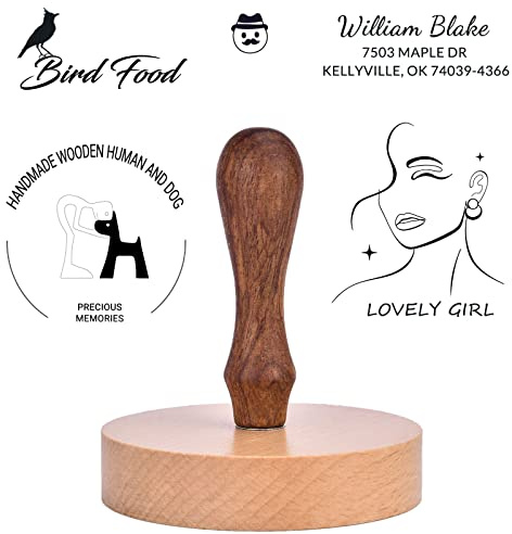 Custom Stamp - Personalized Logo/Address/Name Stamp Multiple Sizes Wooden Rubber Stamps (Wood Stamp)