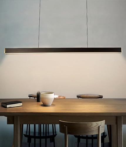 DDYY LED Hängeleuchte esstisch Pendelleuchte Schwarz dimmbar mit Fernbedienung pendellampe linear Design höhenverstellbar Kronleuchter Lampe für Esszimmer Sekretariat Küche Leuchte (schwarz, L100CM)