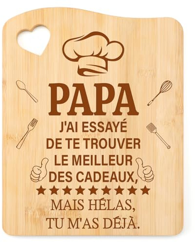 Tulolvae Cadeau Papa, Planche à Découper en Bambou Cadeau Anniversaire Papa | Cadeaux Pour Pere Anniversaire Noël Fete Des Peres Fête des Pères de Fille Fils