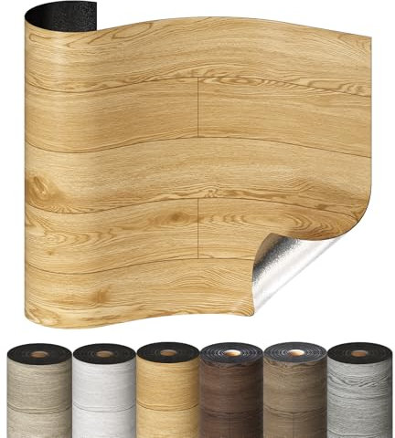 Selbstklebende Holzoptik Vinylboden, Verdickter PVC Bodenbelag, Vinyl-Fußböden Bodenfliesen Wasserfest, Langlebig Vielseitig Einsetzbar für Wohnzimmer, Schlafzimmer, Büros 60x300cm Holzgelb