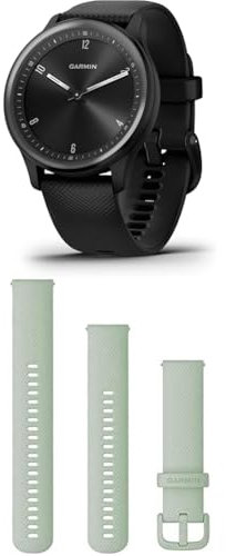 Garmin vívomove Sport, Hybrid Smartwatch with up to 5 days battery life, Black & Quick Release Band (20 mm) - Mint