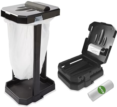 Toconv Collapsible Trash Bag Holder with 20 Pcs Trash Bags, Portable Trash Can with Trash Bag Storage, Waste Bin for Camping, RV, Picnics, Home and Recycling