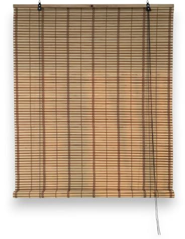 Briconess.com Tapparella da Interno per finestre con Listelli in Bamboo midollino con Filo di Cotone - 120x250