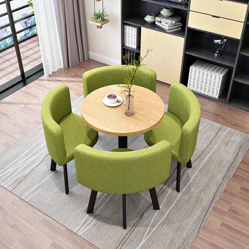 Rezeption Tisch und Stuhl Kombination Bürotisch und Stuhl Set Dining Table Set 4 Chairs Esstisch Set Besprechungstisch mit Stühlen Büro Empfangsraum Club Tisch und Stuhl Set(Log+military green)