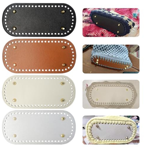 TTQiAnJ 4 Stück Ovale Taschenboden,PU Leder Tasche Bottom Shaper,Taschenboden zum Häkeln 22x10cm für Handtasche,Schultertasche,DIY-Zubehör