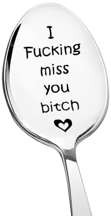 Funny Xmas Christmas Gifts for Friends Spoon Long Distance Friendship Gifts for Women Men Best Friend Birthday Leaving Gifts for Work Bestie I Miss You Gifts for Boyfriend Engraved Spoon Gifts