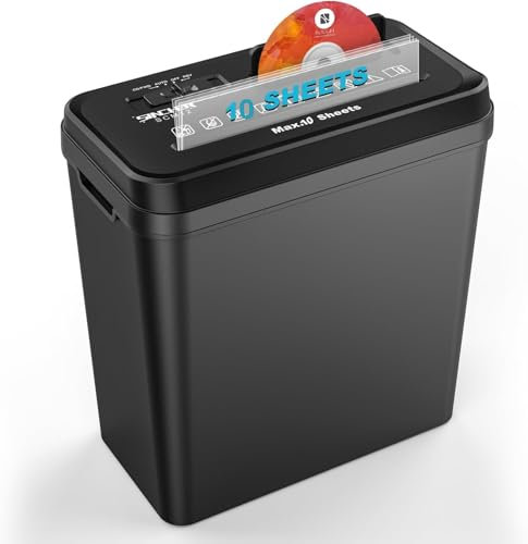 SINCHEREU Aktenvernichter, 12 Blatt Streifenschnitt Papierschredder,CD/Kreditkarten Schredder mit Überhitzungsschutz, Reißwolf,14 L Papierkorb Aktenvernichter Aufsatz für das Home Office