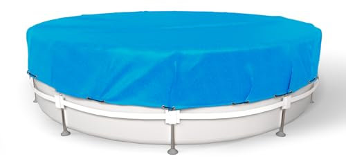Round Pool Cover, Stock Tank Pool Cover Protector with Pool Cover Accessories, Round Hot Tub Cover Ideal for Waterproof and Dustproof (Blue, 12FT)