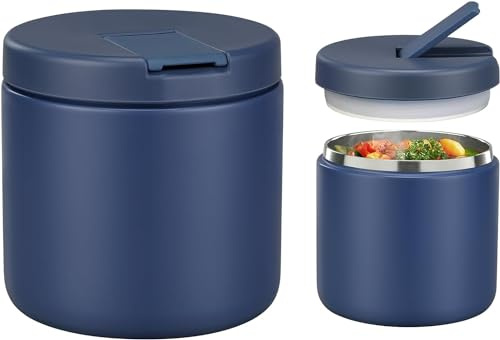 Itslife Termo para Comida 560ml, Taza Aislada de Acero Inoxidable para Alimentos Fríos y Calientes, Recipiente Térmico Apto con Cubrehebillas & Cuello Ancho para Escuelas, Oficinas, Azul