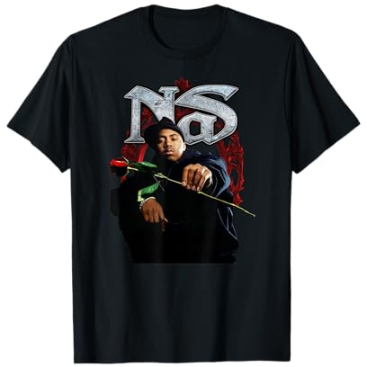 Nas Red Rose Hip Hop Rapper Ritratto Stampa Maglietta