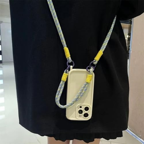 ZSUFCBF Handgelenkschlaufe, Crossbody-Lanyard-Halskette, Silikonhülle für iPhone 15 14 13 12 11 Pro XS Max Mini XR X 8 7 6 6S Plus SE 2020 Cover, Weiß, Für iPhone 13Pro Max