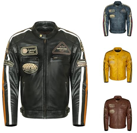 Generico STORM Chaqueta de moto para hombre en piel de cordero – Estilo Café Racer & Custom Harley | Cerato vintage hecho a mano con protecciones CE (FR/ES, Letras, M, Regular, Regular, Negro)