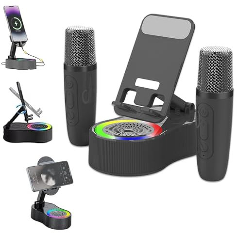 SonicDrop Dock – No-Pair Magic Speaker & Charging Stand, SonicDrop Dock Holder,Foldable Cell Phone Holder Desk with Induction Speaker,Wireless Mobile Phones Charger Station Sound-black