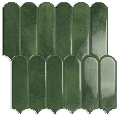 Tiwoos vinilos Baldosas Azulejos Adhesivos Cocina pared Autoadhesivo Ladrillo 3d Verde (10-Piezas,30.5 x 30.5cm)
