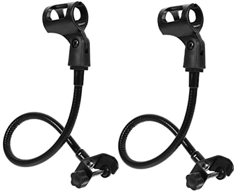 HAMPPLIES Flexible Gooseneck Microphone Racks Adjustable Tube Clips 2pcs with Iron Spray Lacquer Finish for Convenient Storage and Carrying, for Online Meeting and Podcasting
