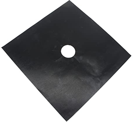 Abaodam 4 pièces Protège Plaque Cuisson Gaz Tapis Universels pour Gazinière Feuilles Résistantes Réutilisables avec Central Compatible Feux Gaz et Four Nettoyages Faciles Noir