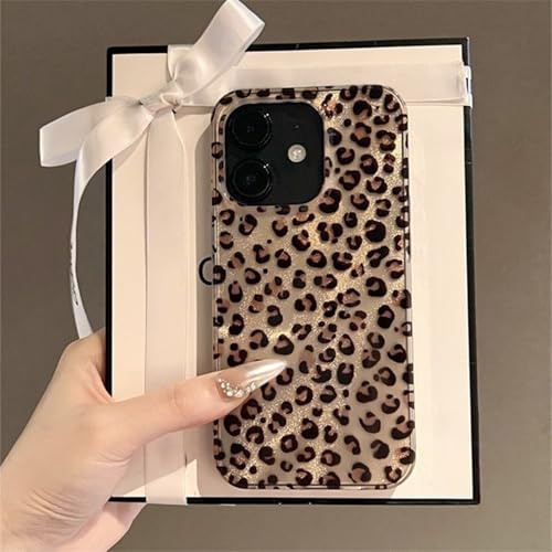 Reownest Kompatibel mit iPhone 11 Hülle, Niedliches Gepard Leopard Muster im Retro-Design, Weiche Glitzer Bling TPU Stoßfeste Schutzhülle Bumper Ästhetische Handyhülle – Gold