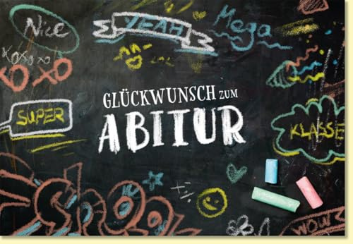 Gutsch Verlag Glückwunschkarte zum Abitur mit bunter Kreidetafel und motivierenden Sprüchen perfekte Doppelkarte für Schulabschluss und bestandene Prüfungen - mit Umschlag
