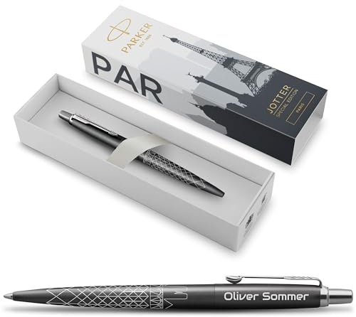 PARKER Jotter Paris Sonderedition mit Gravur | Premium Stift | Geschenkbox | blaue Mine | personalisiertes Geschenk | Namen | Geburtstag (Paris)
