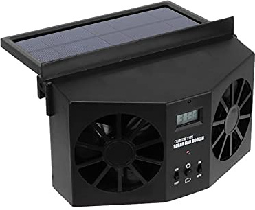 Tbest Tragbarer Mini-Auto-Solar-Ventilator, Automobil-Entlüftungsventilator, Kühlend, Schwarzes ABS, 2 W Leistung und Batteriebetrieben, Verstellbares Multi-Winkel-Panel Zur
