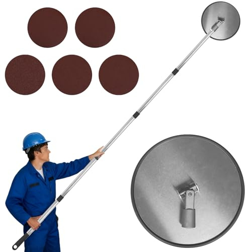 BigKing Trockenbauschleifer 360 ° – mit 200 cm Verlängerungsstange, Reinigung/Polieren, Wände, inklusive 5 Schleifblätter (Körnung 80, 100, 120, 180, 240)