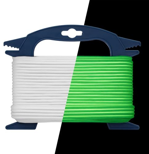 Kamu Synber Lysande Paracord 550 4mm 15m 9 Trådar Självlysande Fluorescerande Paracordsnören för Armband, DIY, Camping, Tält, Överlevnad | Stöd 250kg | Vit