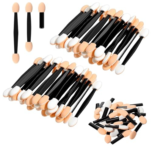 60 PCS Eyeshadow Applicators 3 Size Disposable Eye Shadow Applicator Sticks Double Sided Eye Shadow Applicators for Women Makeup (Black)