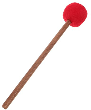 EXHUMKY Mazo de Madera para Golpear Cabeza de Fieltro Rojo, Baqueta de Cuenco Sonoro Artesanal Pequeña, Varilla de Percusión para Cuencos y Meditación Musical