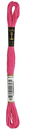 Anchor Sticktwist 4635000-00063 fuchsie Stickgarn, 100 % Baumwolle