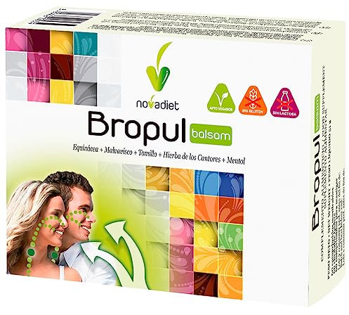 Novadiet - BROPUL BALSAM Comprimidos con Equinácea, Malvavisco, Tomillo y Hierba de los Cantores - Alivio de la Garganta, Descongestión Respiratoria y Reducción de la Tos – 60 Comprimidos Masticables