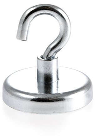 Magnetastico® | 1 pieza gancho magnético de neodimio N35 32 mm Ø | Fuerza de atracción de 34.0 kilogramos | 1 imán ultra potente con gancho de neodimio revestida de zinc y muy robusto
