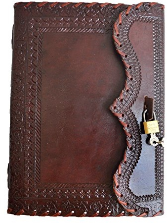 jaald 25,4 cm Leder-Tagebuch mit Schloss, Schreibblock, blanko, Notizbuch, handgefertigt, für Männer und Frauen, unliniertes Papier, bestes Geschenk, Kunst-Skizzenbuch, Reisetagebuch, zum Schreiben,