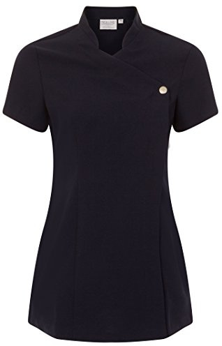 Proluxe Press Stud Salon Tunic - Beauty Hairdressing Massage Therapist Spa Health Work Nail Uniform (Navy, 6)