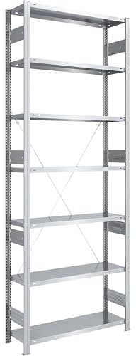 eurokraft | Schwerlast-Steckregal | verzinkt | Regalhöhe 3000 mm | Grundregal | BxT 1000 x 400 mm