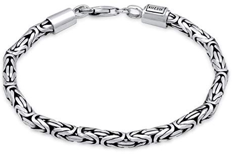 Kuzzoi Buddha Silber-Armband Herren 4 mm Königskettenarmband 925 Silber | massives handgefertigtes Herrenarmband mit Karabiner 18g