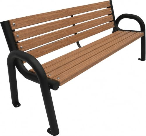 Primario Grande Gartenbank Holz mit Rückenlehne, 175 cm - Braun | Massives Fichtenholz & pulverbeschichteter Stahl, bis 500 kg, wetterfest, Sitzbank für Garten, Terrasse & Park, Primario