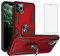 Phone Case for iPhone 11 Pro 2019 5.8 inch with Tempered Glass Screen Protector Cover and Magnetic Stand Ring Holder Shockproof Heavy Duty Accessories iPhone11pro iPhone11 11s 11p 11pro XI Red