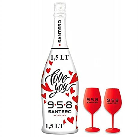 958 EXTRA DRY LOVE 1,5 LITRI CON DUE BICCHIERI LOVE SANTERO