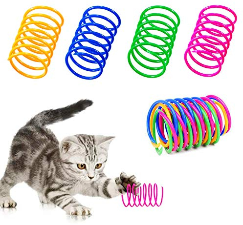 TaimeiMao 20 Stück Cat Spring Spielzeug,Kunststoff Spiralfedern,Spirale Katzen Spielzeug,Neuheit Haustiere Bunte Spiralfedern,Spring Spirale für Katze
