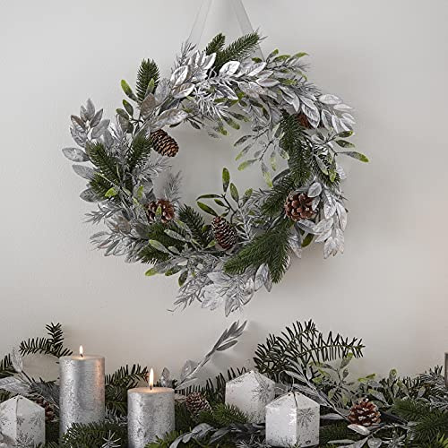 Ginger Ray TIS-611 Laub Weihnachtskranz, Silber