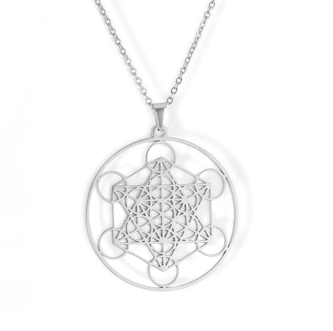 Amaxer Metatrons Collana cubo per donna Stella di David Arcangelo Metatron Dichiarazione di protezione Collana con ciondolo a catena in acciaio inossidabile scavato per donne ragazze