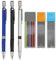 oupados 3pcs Mechanical Pencils 2.0mm with 2 Boxes Black Lead Refills and 1 Box Refills Colored, Drafting Clutch Pencil, 2B Propelling Pencils for Sketching Crafting Art Drawing