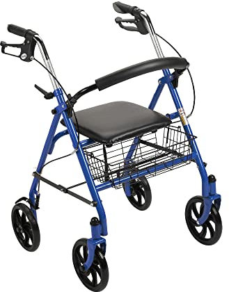 App Life Deambulatore per Anziani Leggero Pieghevole in Acciaio - Dispositivo Medico di Classe I - Regolazione Altezza - Sedile Imbottito Blu