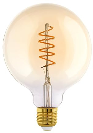 EGLO E27 Lampe dimmbar, Spiral LED Retro Glühbirne Globe, Vintage Deko Leuchtmittel amber, 4 Watt (entspricht 25 Watt), 245 Lumen, warmweiß, 2000 K, Edison Birne G125, Ø 12,5 cm