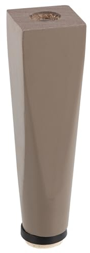 WAGNER Möbelbein/Sofabein/Möbelfuß/Couchfuß Design Kiefer eckig - 40 x 40 x 150 mm, FSC®-Massivholz, Taupe, inkl. QuickClick® Softgleiter Ø 30 mm, Innengewinde Ø 10 mm - 12744001