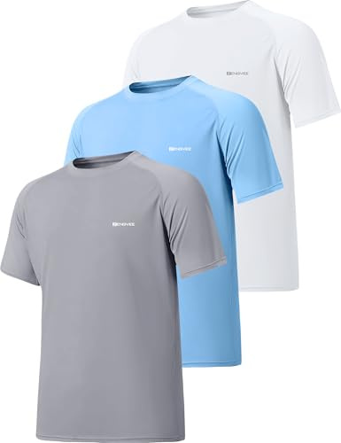 ZENGVEE 3er Pack Langarm/Kurzarm Herren Uv Shirt UPF 50+ Funktionsshirt | Schnelltrocknend & atmungsaktiv, UPF 50+ UV-Schutz, geeignet für Laufen, Fitness und Schwimmen