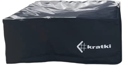KRATKI Textilabdeckung für Grillkamin Polyester Schwarz mit weißem Logo 77,4 x 32,8 cm