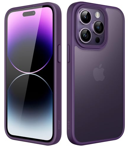 JETech Matt Hülle für iPhone 14 Pro 6,1 Zoll, Stoßfest Militärstandard FallSchutz Handyhülle, Mattierte Durchscheinende Rückseite Schutzhülle, Anti-Fingerabdruck (Dunkellila)