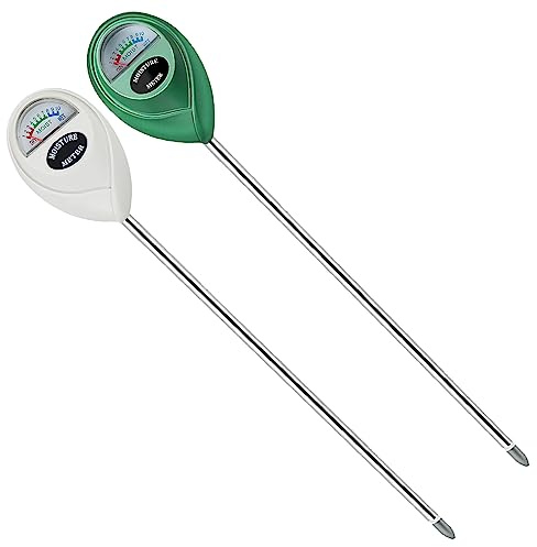 Soil Moisture Meter, 2 Pack Long Probe Soil Moisture Monitor for House Plants, Soil Hygrometer Moisture Sensor for Indoor & Outdoor, Garden, Farm, Lawn Plant Care, No Battery Needed(Green + White)